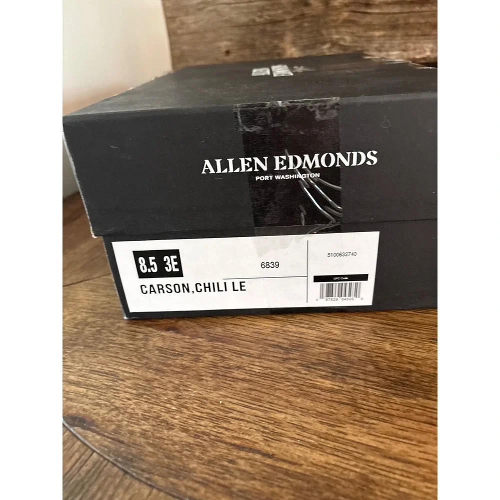 Allen Edmonds Carson Chili Leather Derby Shoes 8.5 3E Wide 6839 Mens Dress Shoe